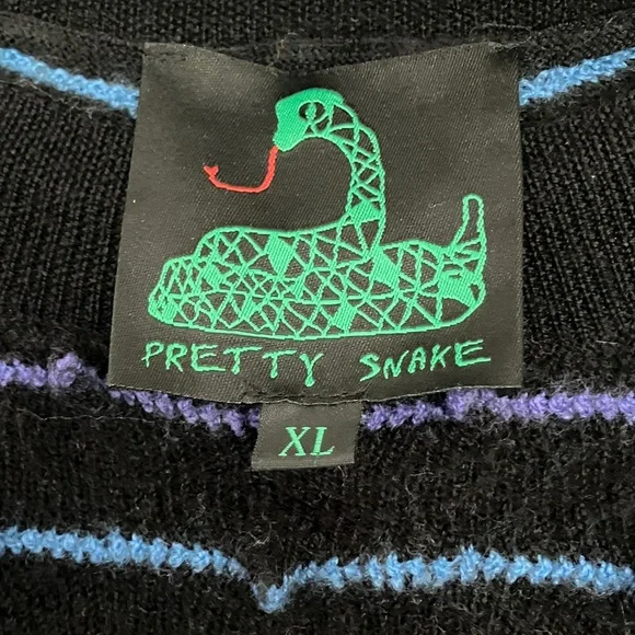 Arty & Unique Spiky Stripy Colorful Crew Neck Sweater Pretty Snake Brand size XL - Picture 2 of 6